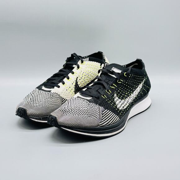 Nike Shoes Mens 8.5 Black Gray Flyknit Racer Volt Running Sneakers Comfort - Picture 4 of 11